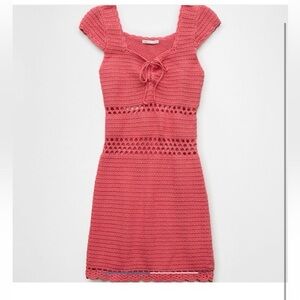 American Eagle Coral Crochet Knit Dress
